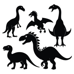 Set Of Dinosaurs Silhouettes Vector Illustration
