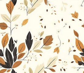Obraz premium Floral Inspired Geometric Tiles, Stylized Botanical Geometric Artwork in Earthy Tones