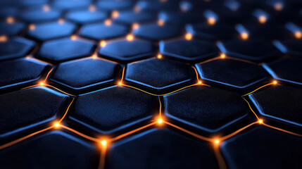 Obraz premium Futuristic digital data structure with glowing hexagonal patterns