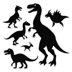 Set Of Dinosaurs Silhouettes Vector Illustration
