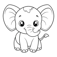 Cute Baby Elephant  Silhouette Vector Illustration

