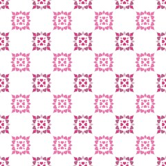 Valentine’s Day seamless pattern design, hearts and rhombus in flowery composition.