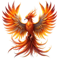 Fototapeta premium A majestic phoenix reborn from digital ashes isolated on transparent back