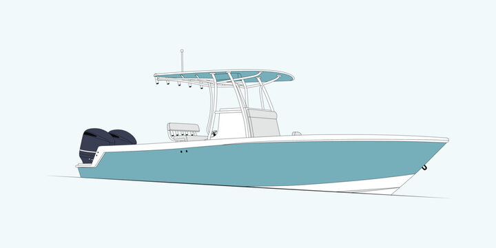 A modern Fishing Boat drawing in vector style