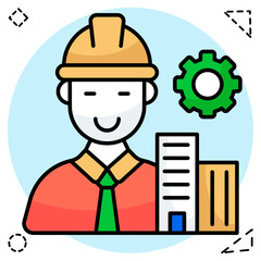 Avatar wearing hard hat, icon of labor