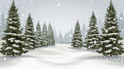 Obraz premium Snowy evergreen forest with falling snow..