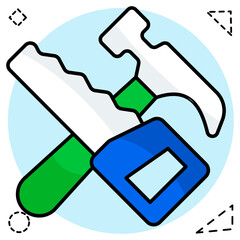 Saw with hammer denoting concept of repair tools