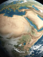 Fototapeta premium Detailed view of Earth's surface showing distinct national borders, continents, topography