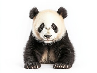 Fototapeta premium a baby panda sits on a white background