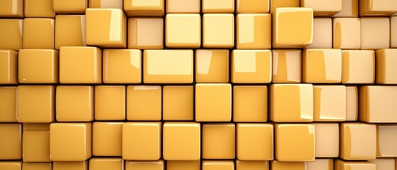 Abstract Golden Cubes  3D Render  Geometric Background  Shiny Texture