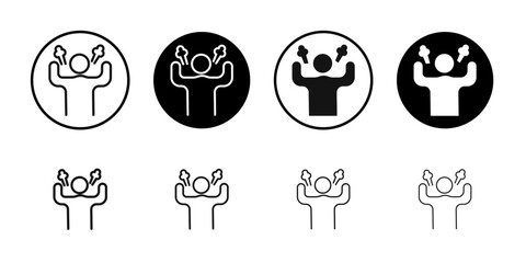 Angry person icon Flat outline fill set collection
