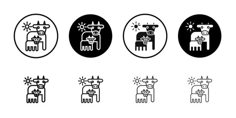 Animal husbandry icon Flat outline fill set collection