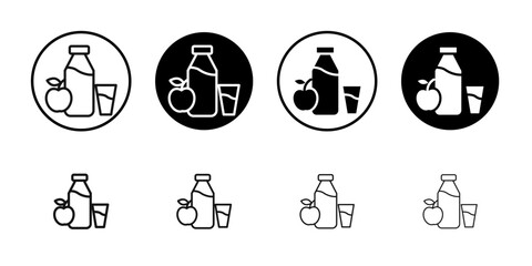 Apple cider vinegar Icon Flat outline fill set collection