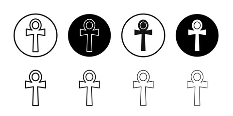 Ankh icon Flat outline fill set collection