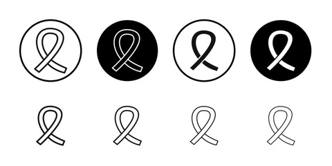 Awareness ribbon icon Flat outline fill set collection