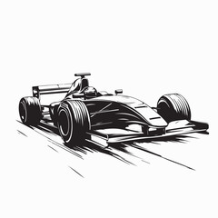 Fototapeta premium Formula 1 Racing Car Silhouette Speeding at Full Velocity Vector Illustration Design