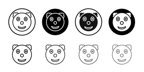 Clown head icon Flat outline fill set collection
