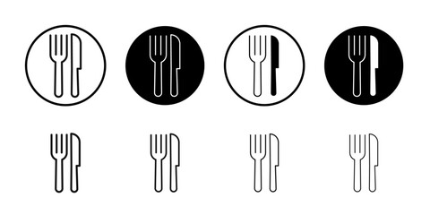 Cutlery icon Flat outline fill set collection