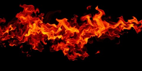 Abstract fiery flames on a pitch black background, creating a mesmerizing and intense display, black, burning, movement