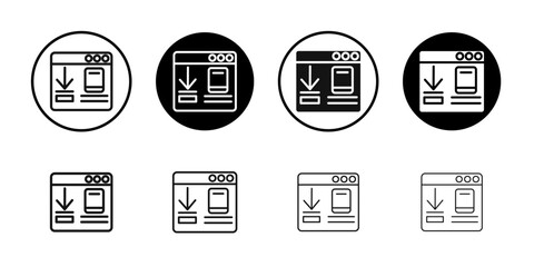 E book download icon Flat outline fill set collection