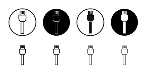 ethernet cable plug icon Flat outline fill set collection