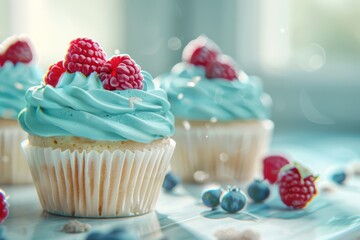 Raspberry blueberry cupcake delight