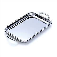 Shiny stainless steel serving tray with handles, perfect for entertaining guests