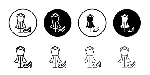 Fashion boutique icon Flat outline fill set collection