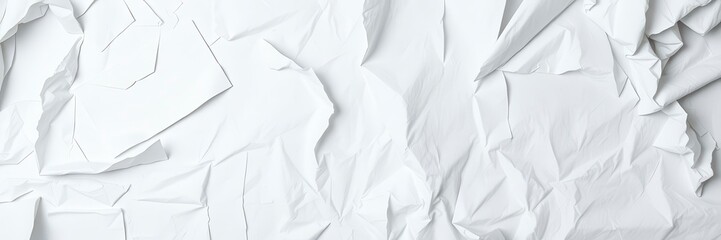 Obraz premium A crumpled white paper with soft shadows, top view, background, sheet