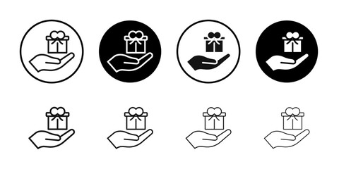 Free gift icon Flat outline fill set collection