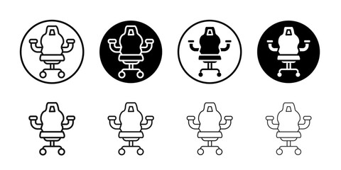 Gaming armchair icon Flat outline fill set collection