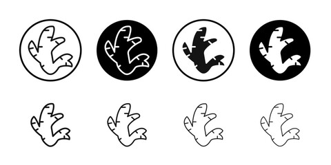 Ginger icon Flat outline fill set collection
