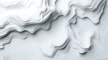 Abstract smoothly flowing 3D render white layered lines. AI Generated