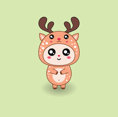 Charming vector illustration features a cute mouse deer with large, innocent eyes and a playful smile. Vector illustration design. Eps 10.