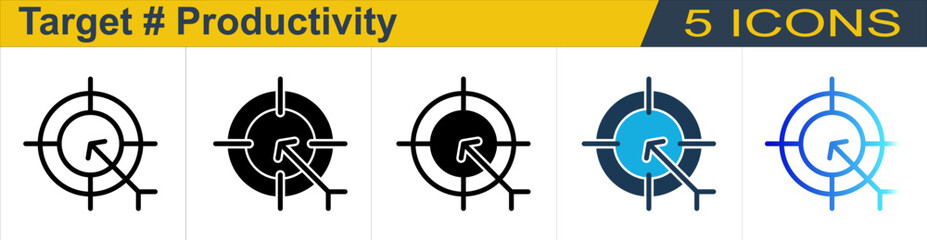 Target icon with 5 styles (Outline, Solid, Mixed, Duo Tone and Line Gradient)