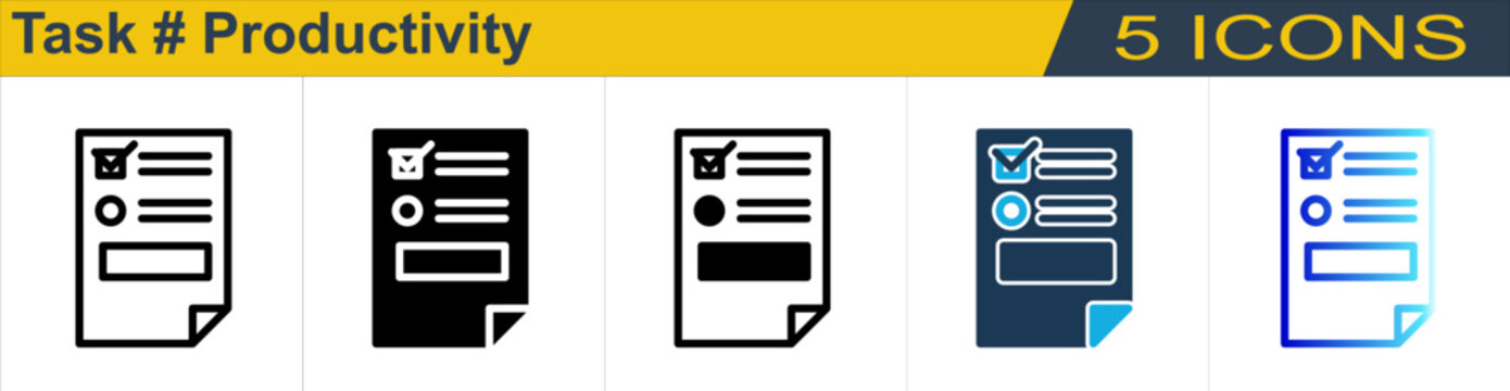 Task icon with 5 styles (Outline, Solid, Mixed, Duo Tone and Line Gradient)
