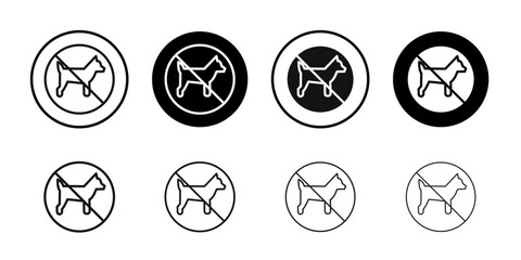 No dogs allowed icon Flat outline fill set collection