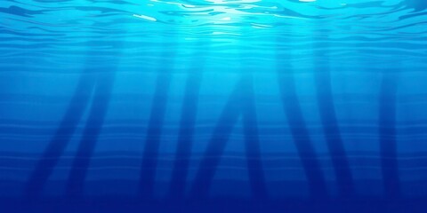 Obraz premium Blue and white striped background resembling waves on the sea, background, lines, underwater