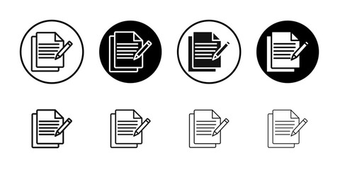 Paperwork icon Flat outline fill set collection