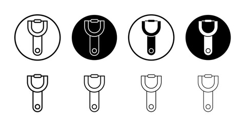 Peeler kitchen tool icon Flat outline fill set collection