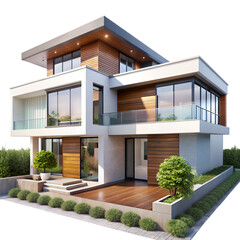 Fototapeta premium Modern house isolated on transparent background