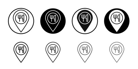 Restaurant location pin icon Flat outline fill set collection