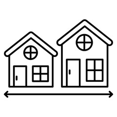 A colored design icon of home measurement