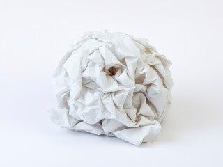 Crinkled white paper with creases and folds, isolated, blank, abstract