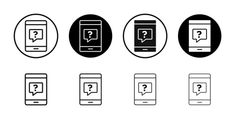 Smartphone Help and Support icon Flat outline fill set collection