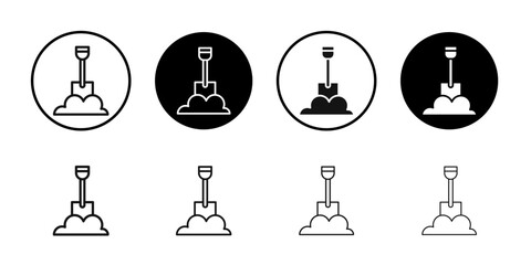 Snow and shovel icon Flat outline fill set collection © Kajal