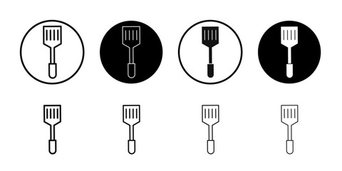 Spatula icon Flat outline fill set collection