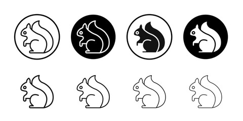 Squirrel icon Flat outline fill set collection