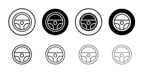 Steering wheel icon Flat outline fill set collection