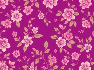 Obraz premium Delicate and elegant seamless purple floral wallpaper design with intricate flowers and leaves, floral, pattern, elegant
